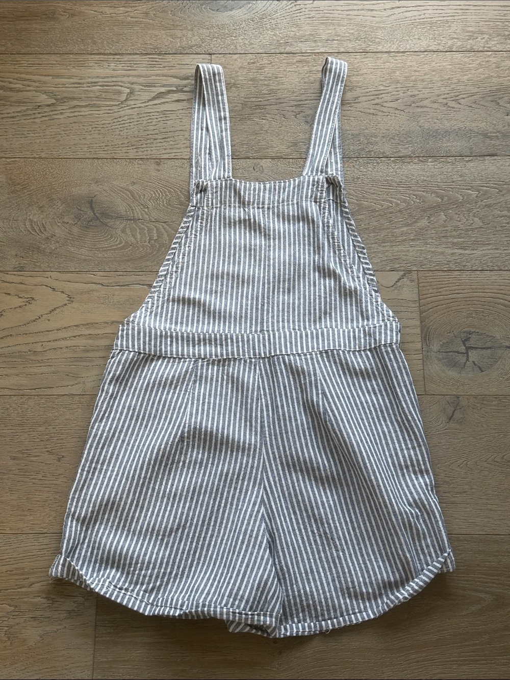 Cali 1850 Los Angeles Blue & White Striped Linen Blend Overall Shorts Romper Med - Picture 6 of 10